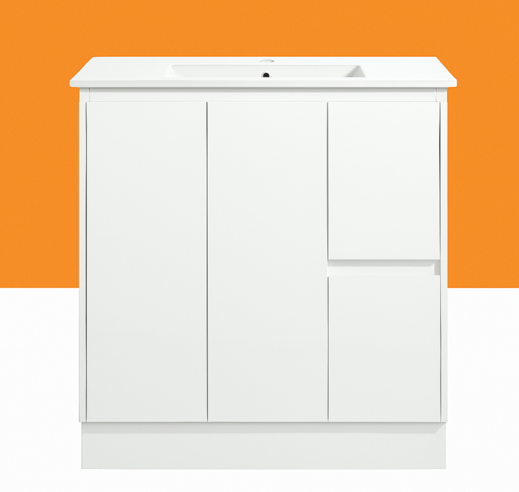 Sierra 900mm Freestanding Vanity with Drawers White Right Hand Draw