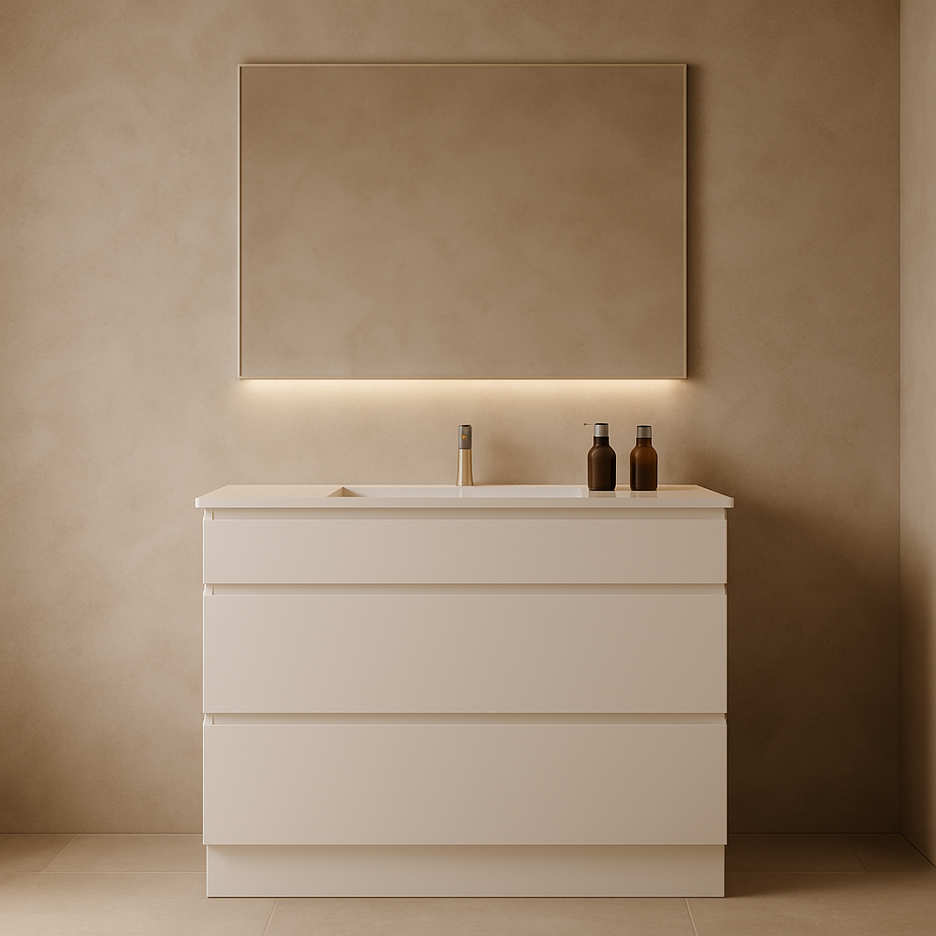 Core 900W Freestanding Vanity 460mm – Gloss White Finish with Soft Close Drawers