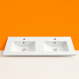 Double Bowl Ceramic Vanity Basin – 1200mm Slimline Top with 1 Tap Hole Per Bowl 1200mmx460mmx200mm