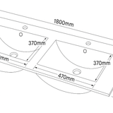 Double Bowl Vanity Top – Gloss White Wave Slimline Ceramic Basin1800mmx460mmx200mm