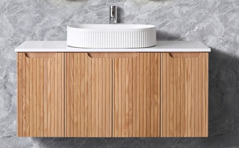 Duplex 520mm Wall Hung Vanity 1500mm – Grooved Panel Design with Organisers