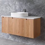 Duplex Wall Hung Vanity 1200mm – Grooved Panel Design with Organisers
