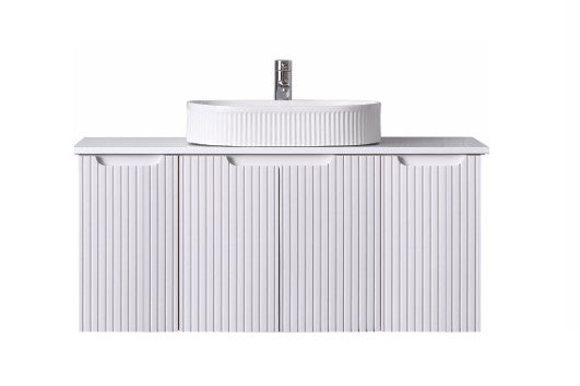 Duplex Wall Hung Vanity 1200mm – Grooved Panel Design with Organisers