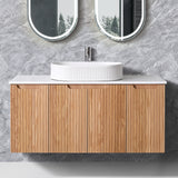 Duplex Wall Hung Vanity 1200mm – Grooved Panel Design with Organisers