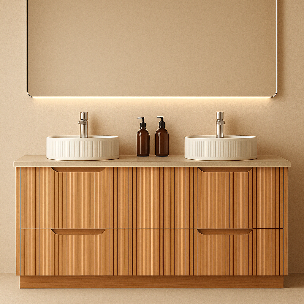 Duplex 855mm Floor Standing Vanity 1500mm DW– Grooved Panel with Soft Closing Drawers