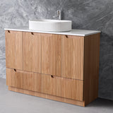 Duplex 855mm Floor Standing Vanity 1200mm– Grooved Panel with Soft Closing Drawers