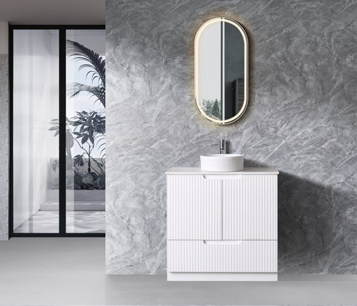 Duplex 855mm Floor Standing Vanity 900mm– Grooved Panel with Soft Closing Drawers