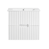 Elena 460mm Wall Hung Vanity 600mm– Grooved Panel Design in Antica Timber, Matt White & Matt Black