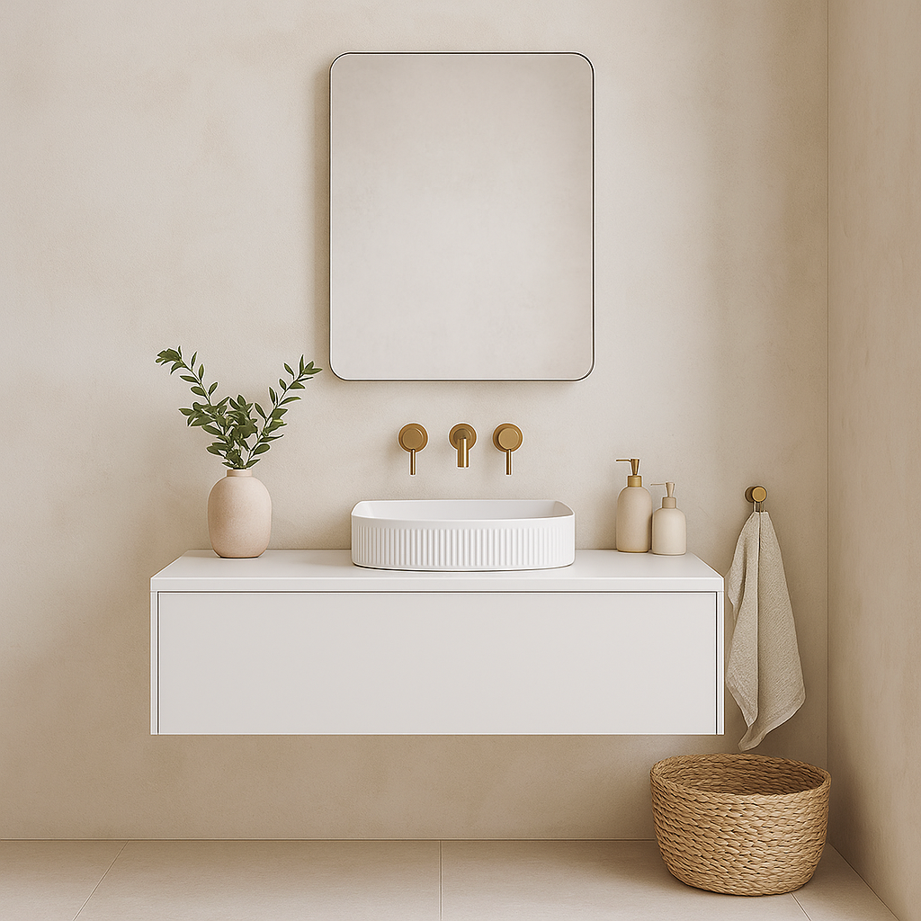 Fluted Curved Front Basin Ribbed Ceramic Design