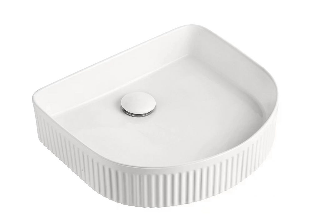 Fluted Curved Front Basin Ribbed Ceramic Design