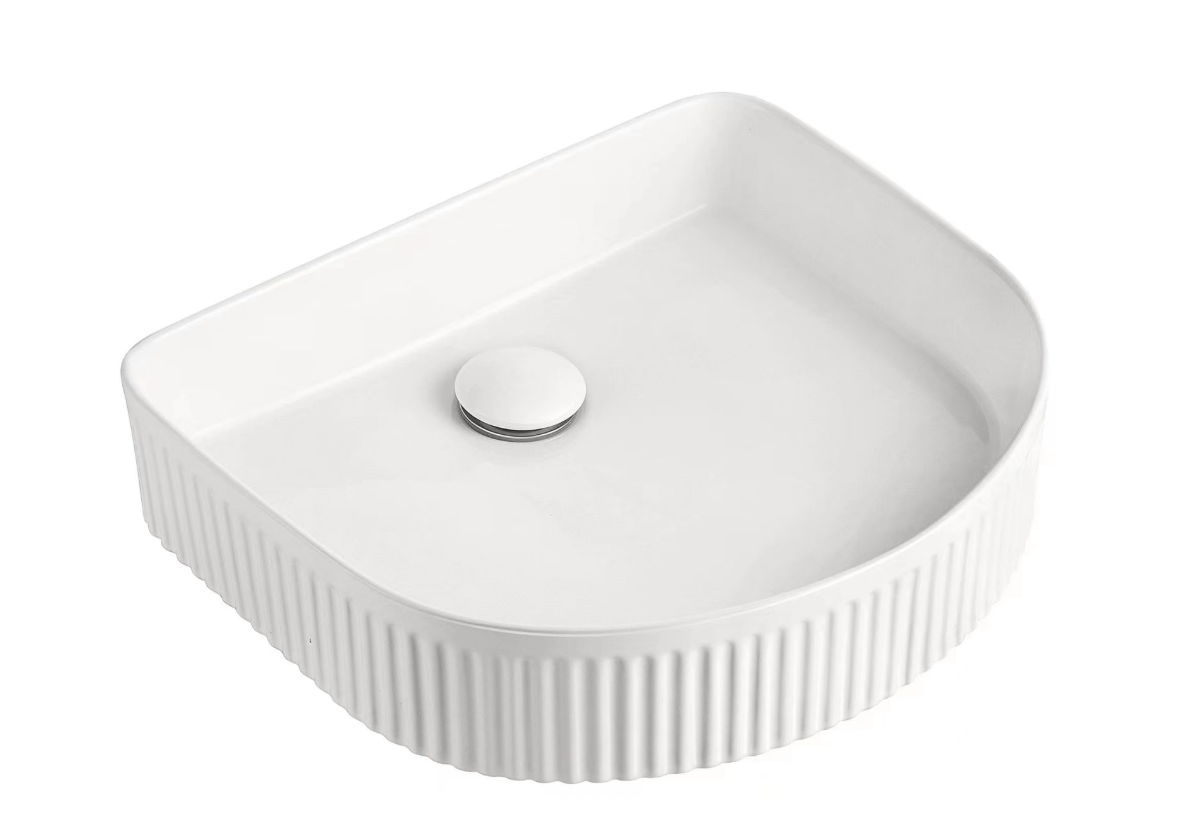 Fluted Curved Front Basin Ribbed Ceramic Design
