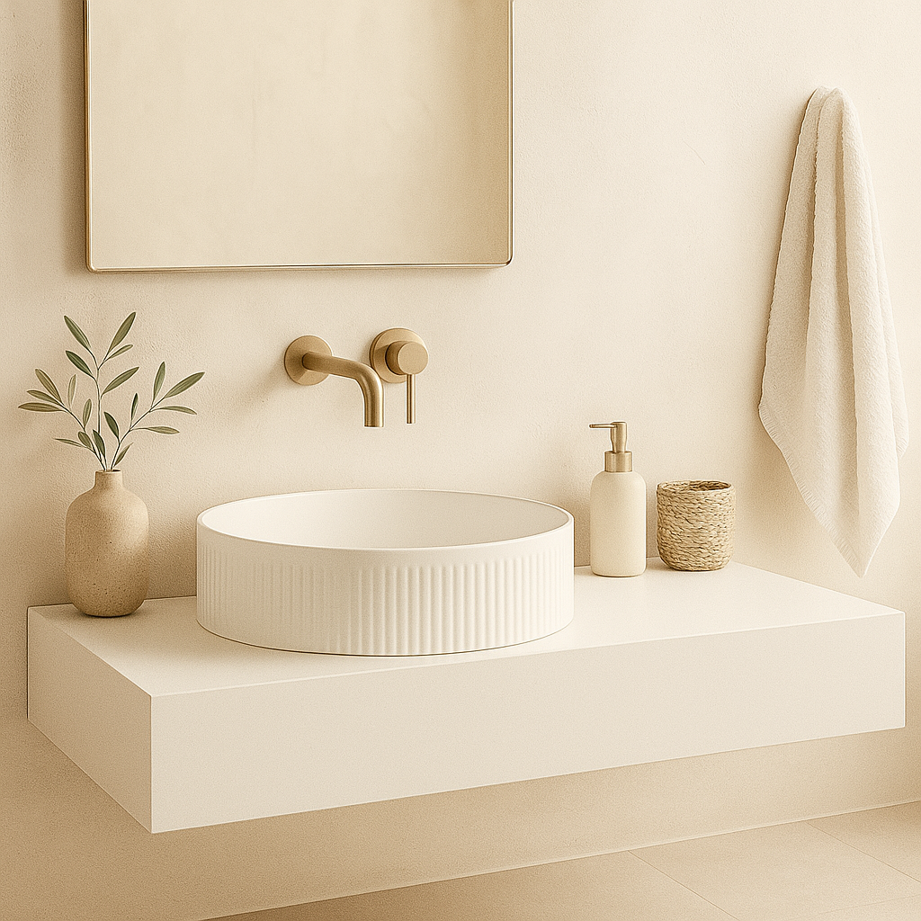 Fluted Round Above-Counter Basin Ribbed Ceramic Design