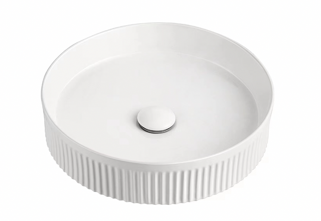 Fluted Round Above-Counter Basin Ribbed Ceramic Design