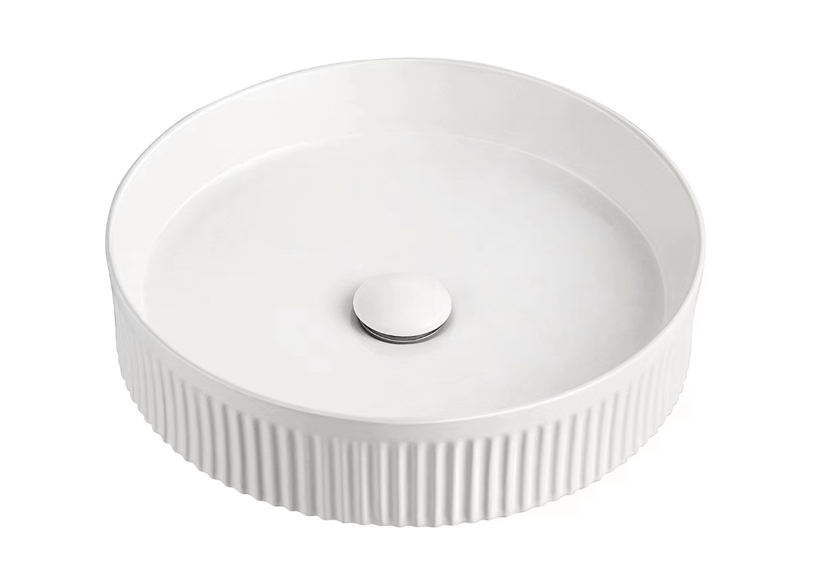 Fluted Round Above-Counter Basin Ribbed Ceramic Design