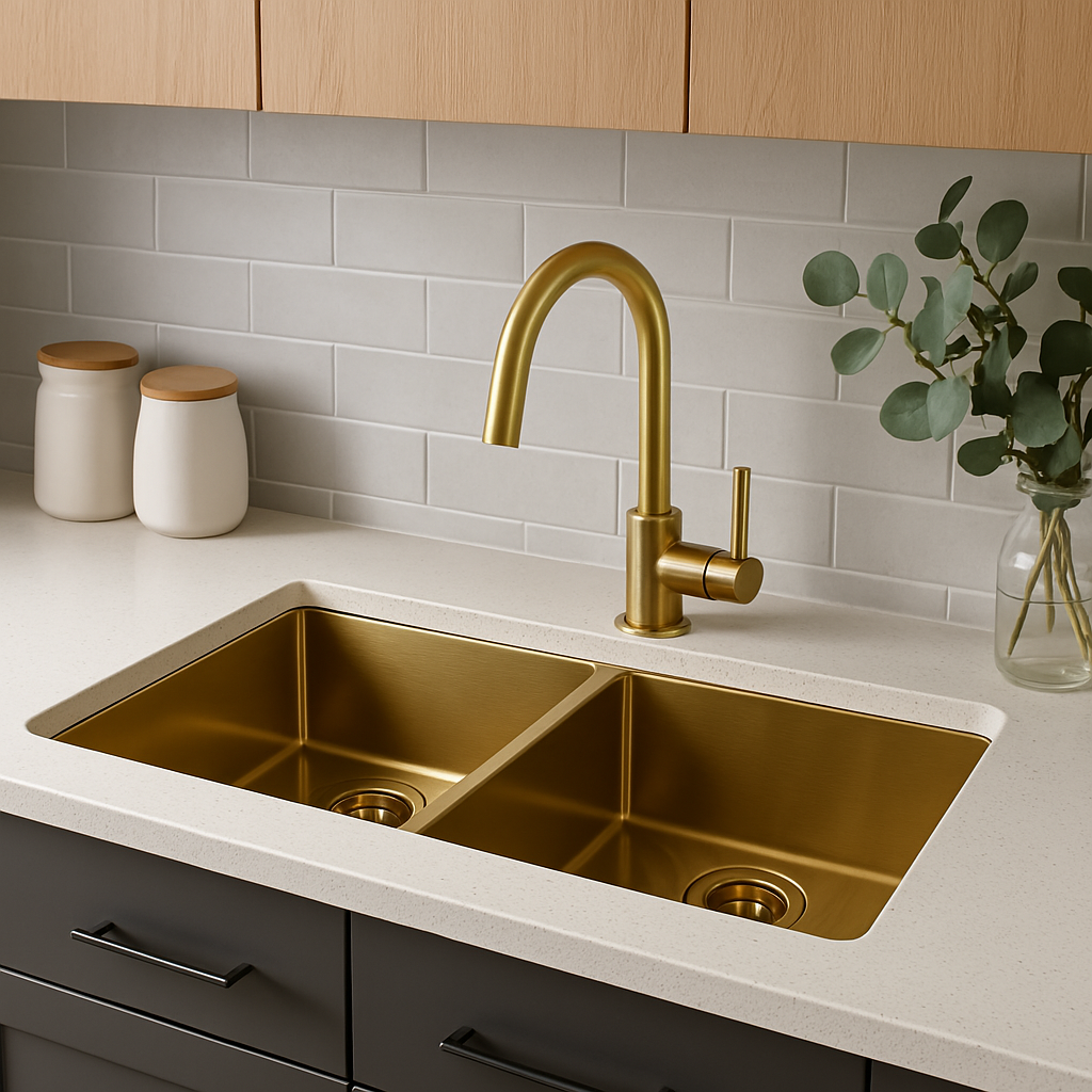 Gold Double Bowl Sink