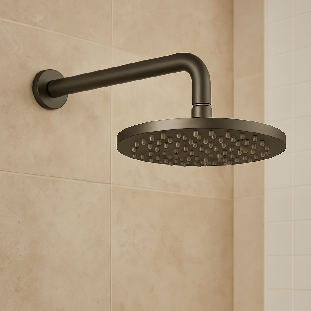 Cordoba Gunmetal Showerhead on Wall Mounted Arm