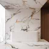 HELIX-150 Back to Wall Freestanding Bath – 1500mm Gloss White Acrylic Tub