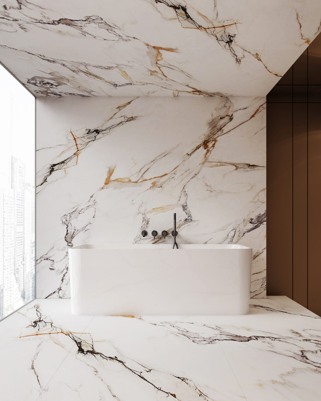 HELIX-140 Back to Wall Freestanding Bath – 1400mm Gloss White Modern Acrylic Tub