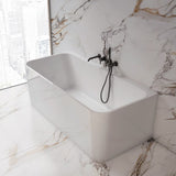 HELIX-150 Back to Wall Freestanding Bath – 1500mm Gloss White Acrylic Tub