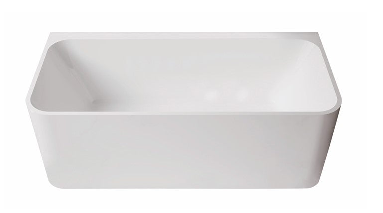 HELIX-140 Back to Wall Freestanding Bath – 1400mm Gloss White Modern Acrylic Tub