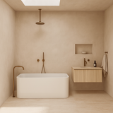 HELIX-150 Back to Wall Freestanding Bath – 1500mm Gloss White Acrylic Tub