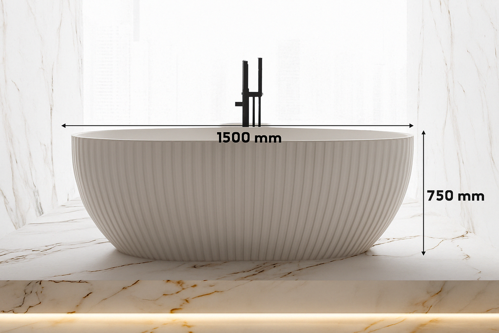 HENLEY Matt White Freestanding Bath – 1500mm Textured Oval Tub