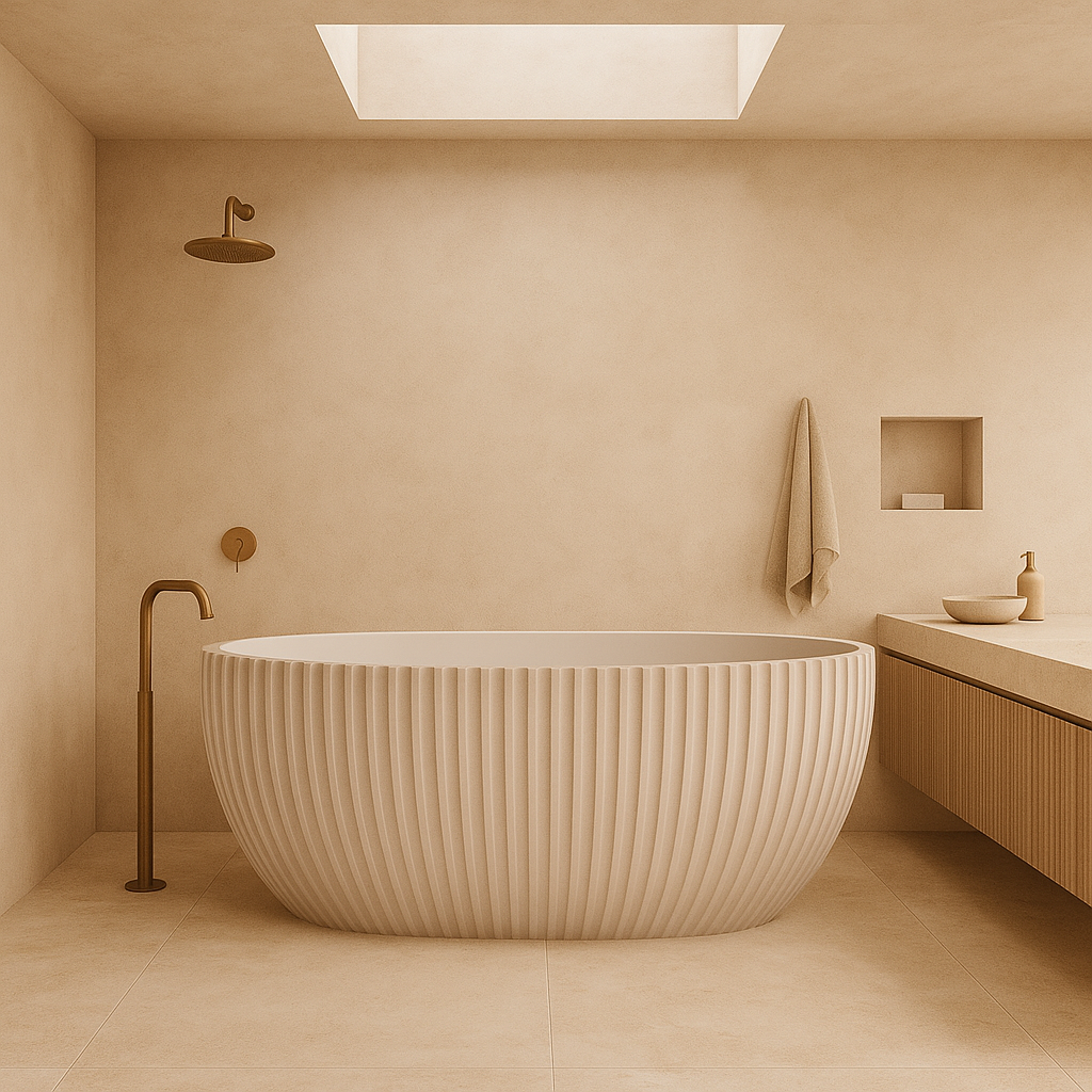 HENLEY Matt White Freestanding Bath – 1500mm Textured Oval Tub