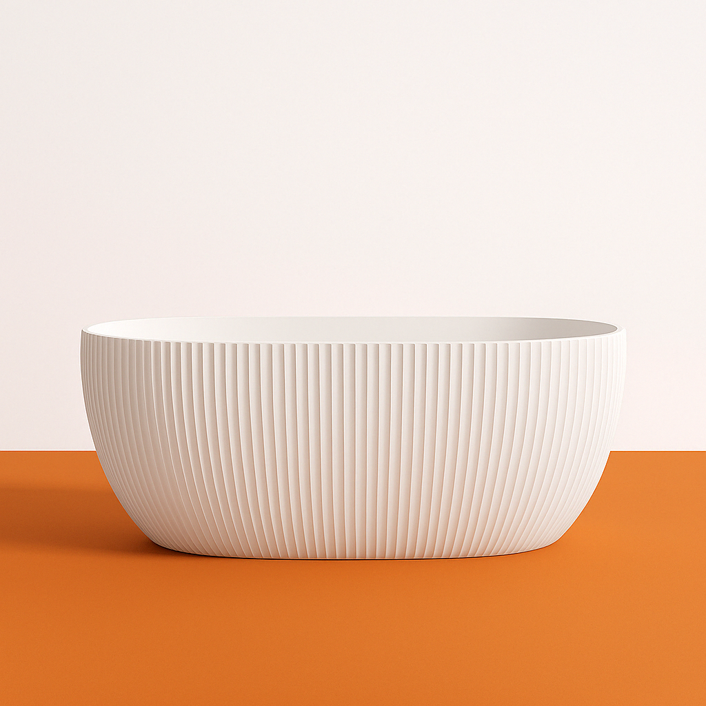 HENLEY Matte White Freestanding Bath – 1700mm Textured Oval Tub