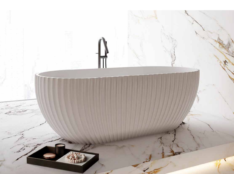 HENLEY Matt White Freestanding Bath – 1500mm Textured Oval Tub