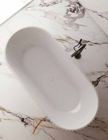 HENLEY Matt White Freestanding Bath – 1500mm Textured Oval Tub