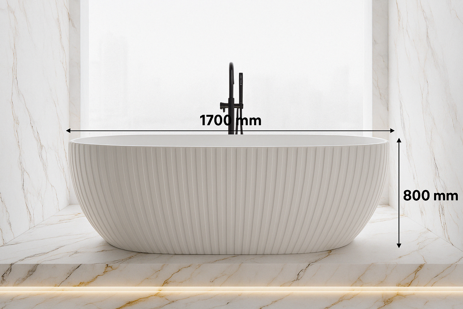 HENLEY Matte White Freestanding Bath – 1700mm Textured Oval Tub