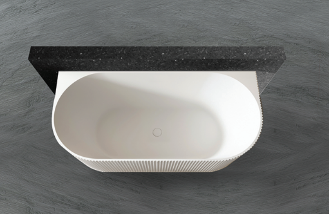 Kira-170 Freestanding Bath – 1700mm Back-to-Wall Acrylic Bathtub with Fluted Vertical Finish