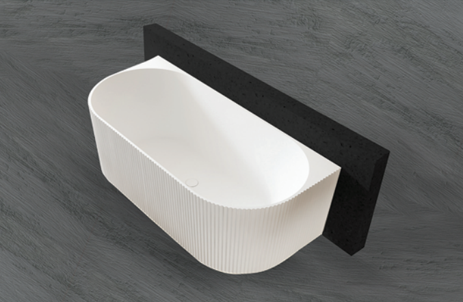 Kira-170 Freestanding Bath – 1700mm Back-to-Wall Acrylic Bathtub with Fluted Vertical Finish