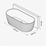 Kira-170 Freestanding Bath – 1700mm Back-to-Wall Acrylic Bathtub with Fluted Vertical Finish