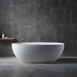 Leah 1650mm Freestanding Bath – Seamless Modern Oval Bathtub in Matte White