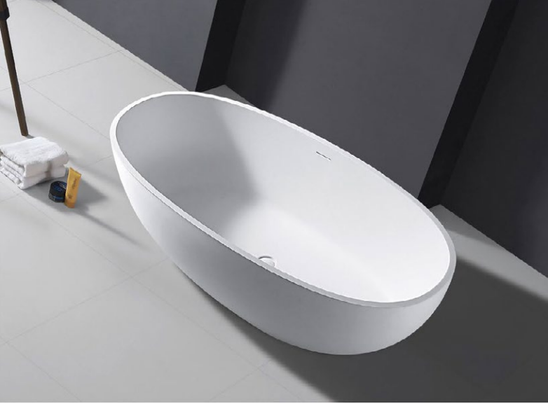Leah 1650mm Freestanding Bath – Seamless Modern Oval Bathtub in Matte White
