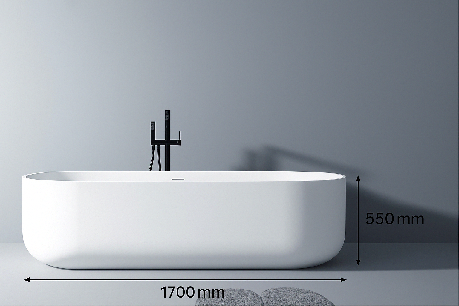 Lilac 1700mm Gloss White Freestanding Bath – Sleek Minimalist Oval Design