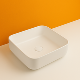 Modern Rectangular Countertop Ceramic Basin – Premium Matt Finish with Tap Hole 390mmx390mmx140mm