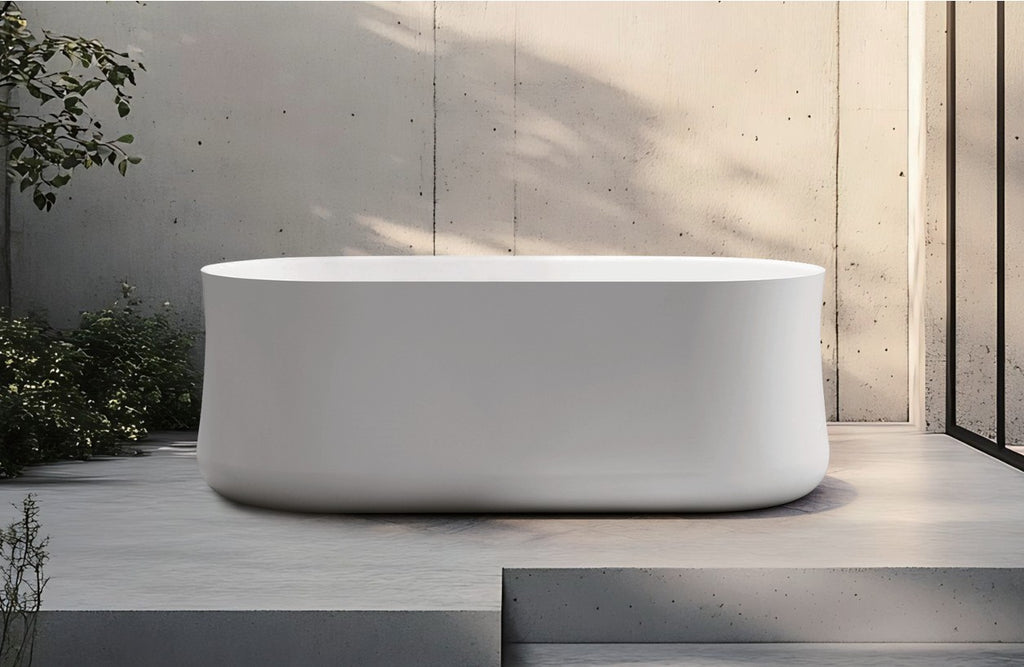 Nevada-170 Freestanding Acrylic Bath – 1700mm Gloss White Modern Oval Tub (Coming May 2025)