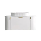 Plateau 460mm Wall Hung Vanity 900mm– Curved Drawer Design in Matt White or Natural Timber