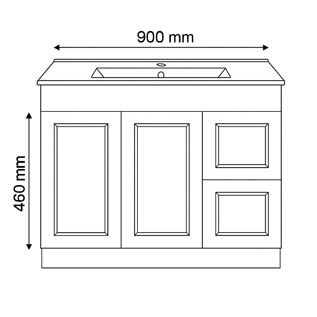 Quinn 900W Freestanding 460mm Vanity Modern European Design