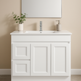 Quinn 900WL Freestanding 460mm Vanity Modern European Design Left Hand Side Drawers
