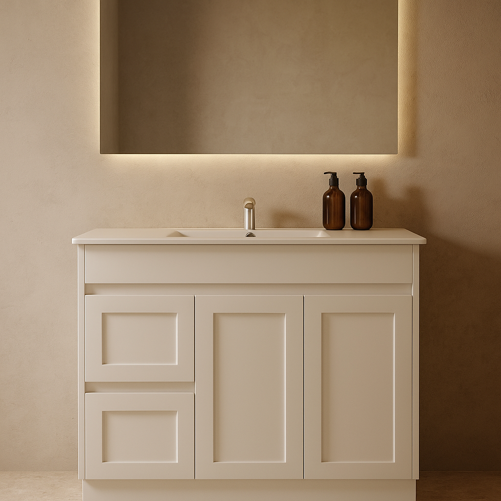 Quinn 900WL Freestanding 460mm Vanity Modern European Design Left Hand Side Drawers