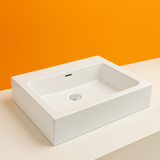 Rectangular Poly Marble Basin – Wall-Mount or Countertop Installation 650mmx400mmx200mm