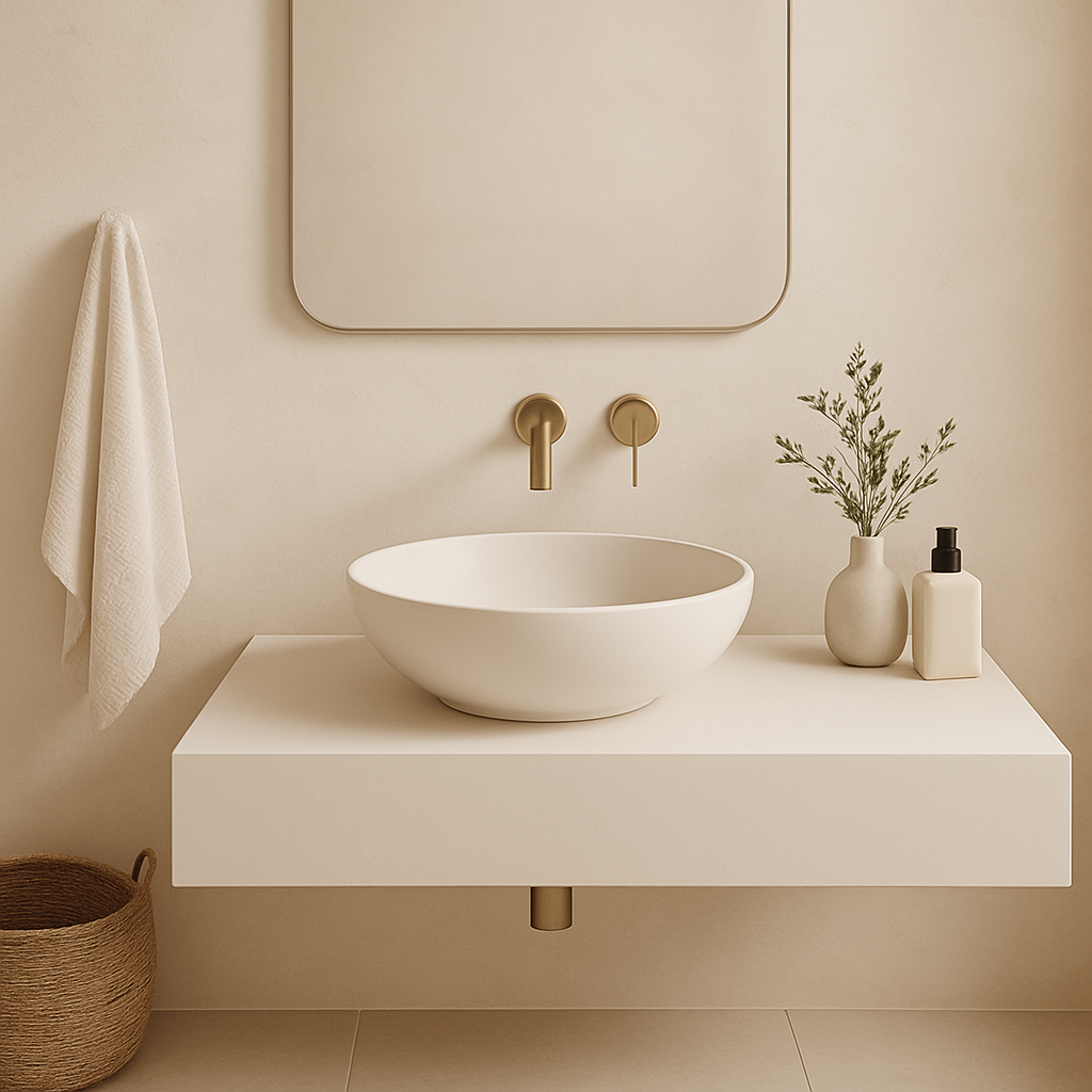 Round Countertop Basin – Glazed White Ceramic Vessel Sink 395mmx395mmx150mm