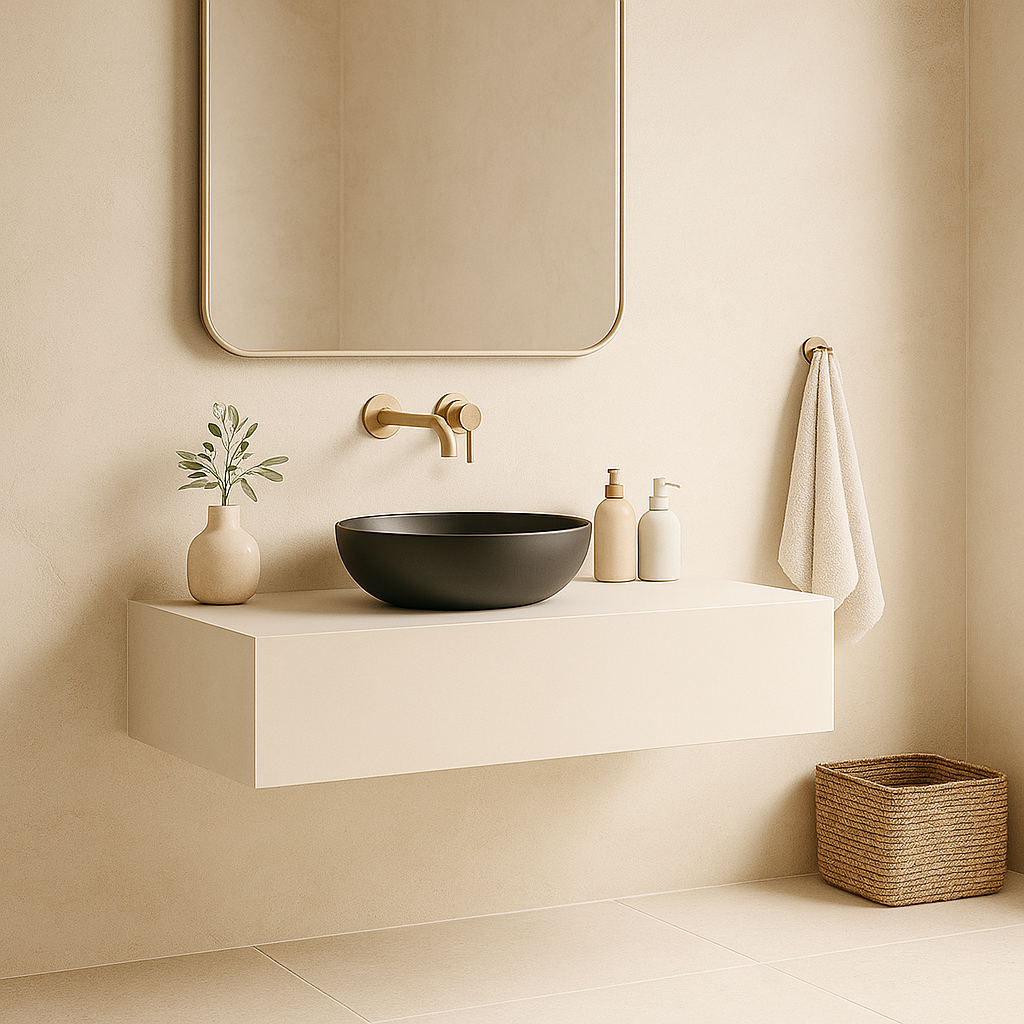 Round Countertop Basin – Matte Black Ceramic Vessel Sink 395mmx395mmx150mm