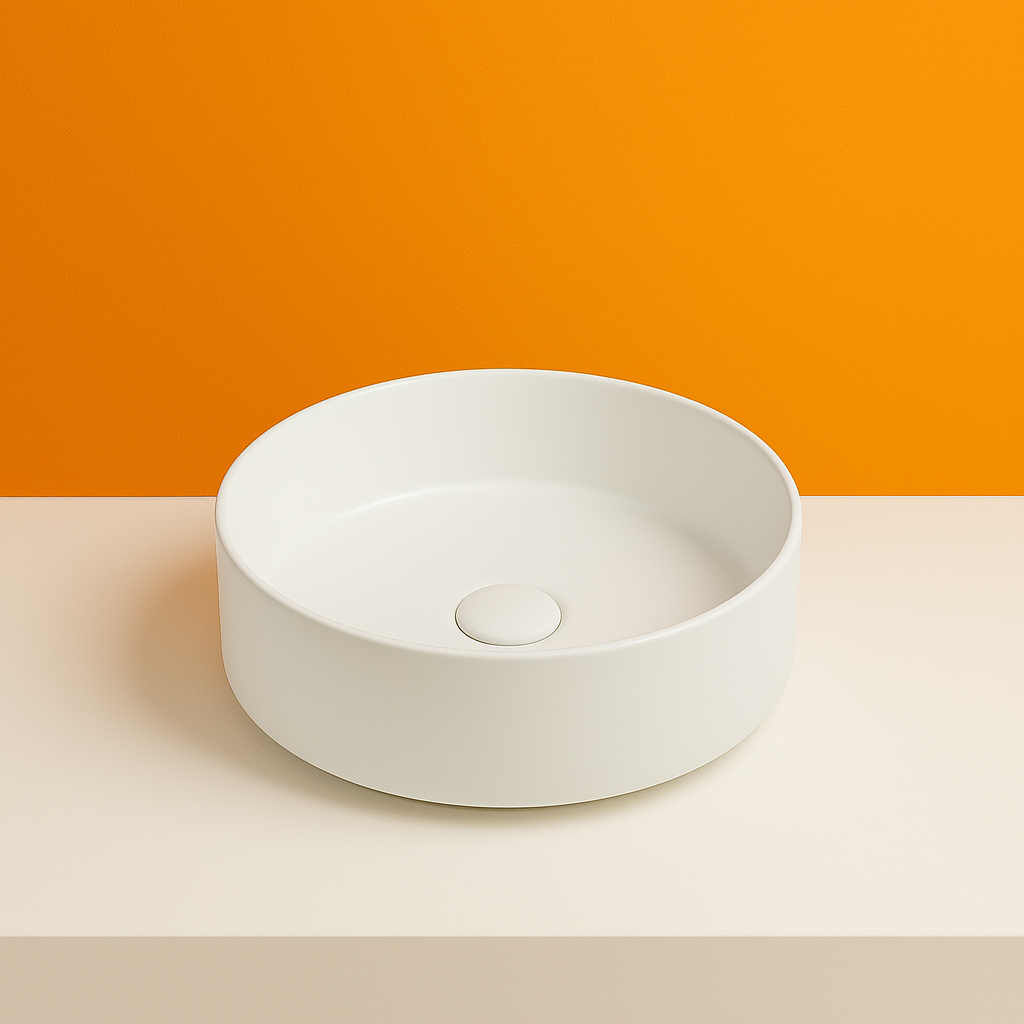 Round Countertop Ceramic Basin – CB-126 & CB-128 Models in Matte and Glazed Finishes