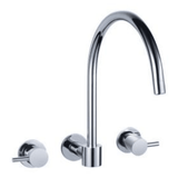 TPR-103 Round Handle Wall Sink Set – Chrome wall-mounted sink faucet with round handles and modern spout.