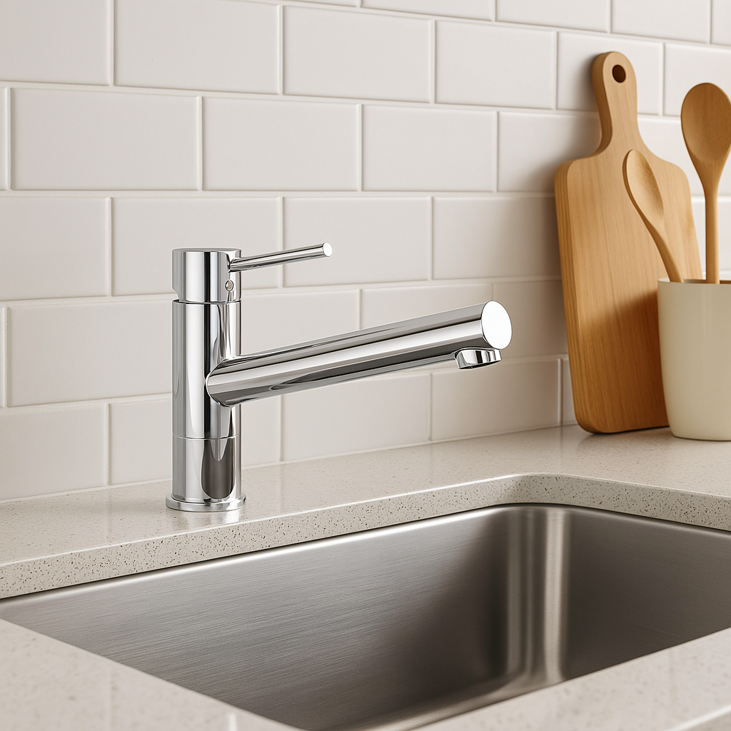 Round Kitchen Mixer with Long Spout