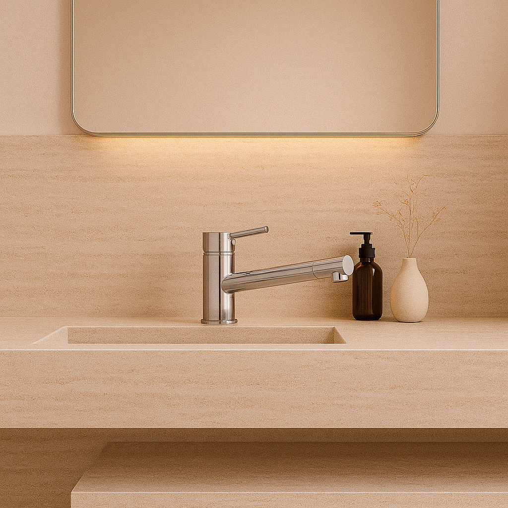 Round Kitchen Mixer with Long Spout